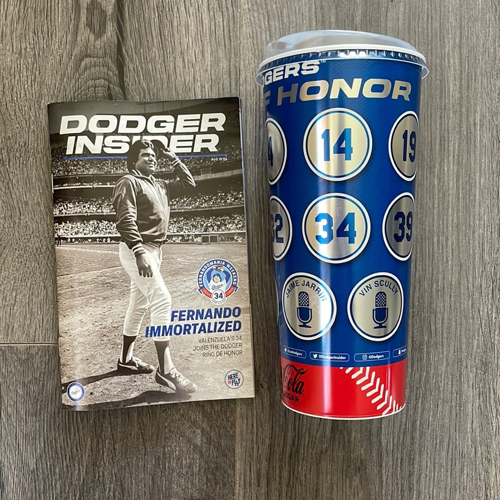 Dodgers Ring of Honor Cup and Dodgers Insider Program.Fernando Valenzuela #34